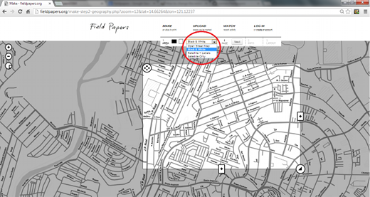 Choose map tile - black & white
