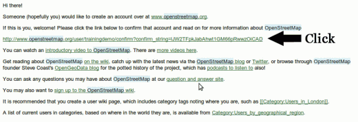 Confirmez la création de votre compte OpenStreetMap